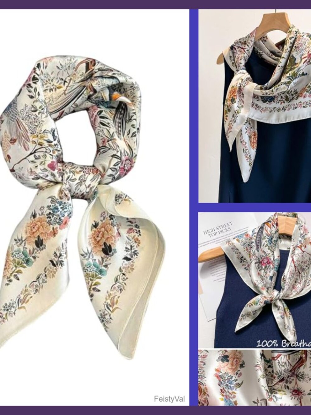Silky Polyester Satin Scarf 27.5" Square Neck Hair Wrap Bandana Women